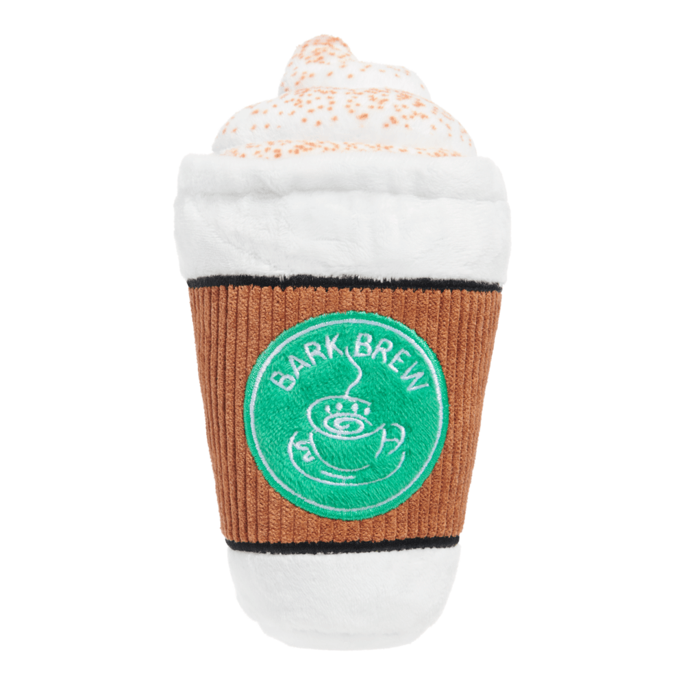 Bark Cup Of Roast Dog Toy - White/Brown Large