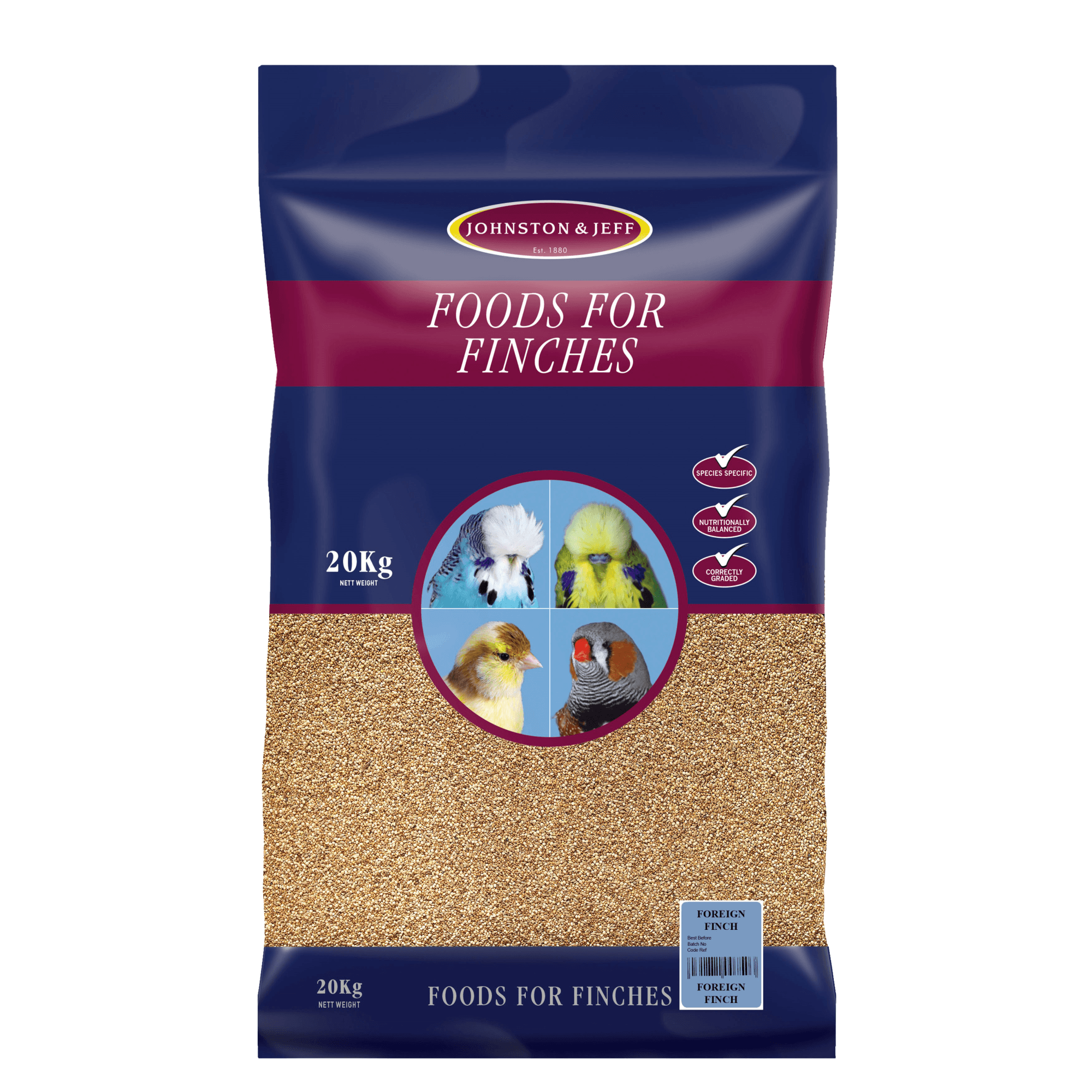 Johnston And Jeff Foreign Finch Bird Food - 20Kg