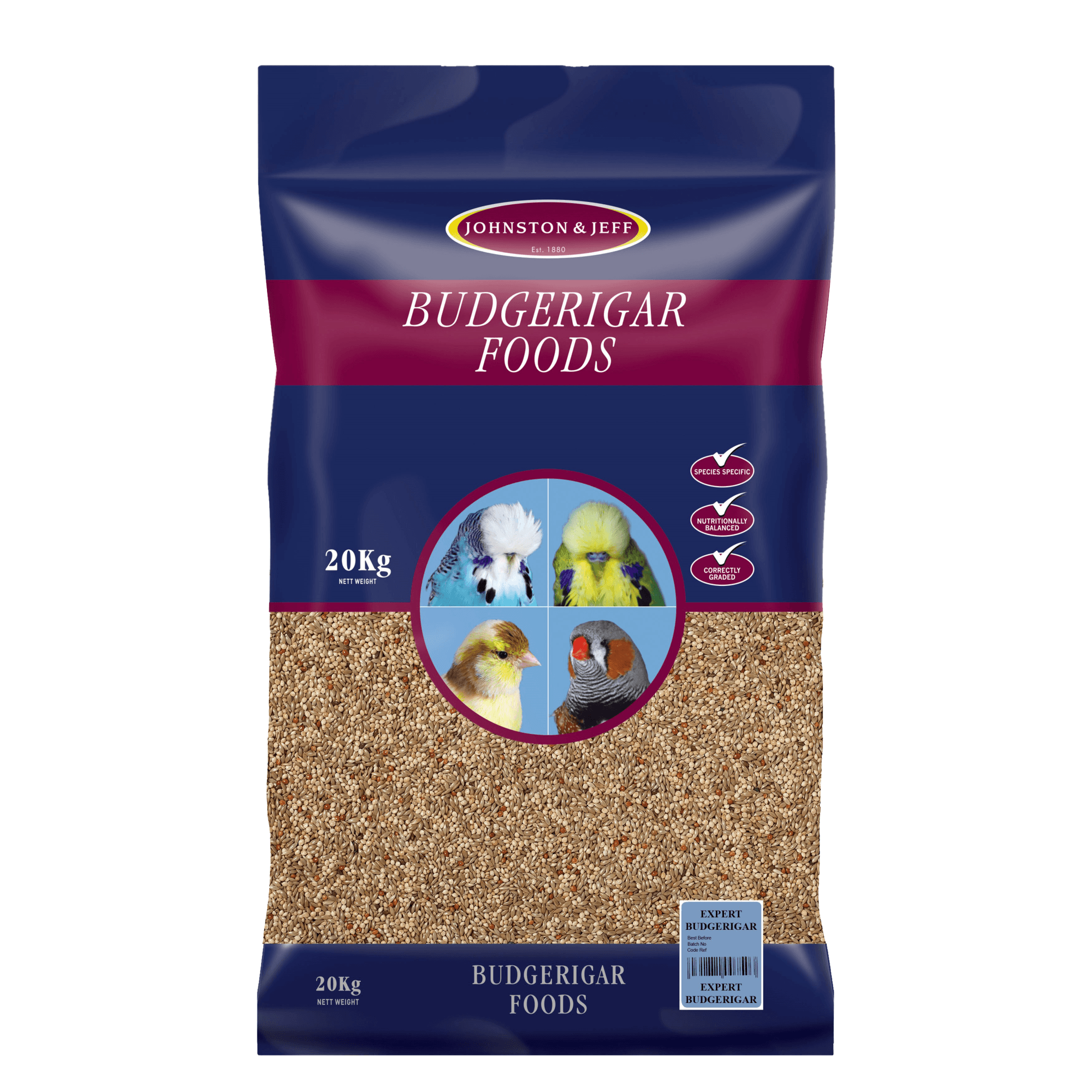Johnston And Jeff Expert Budgie Seed - 20Kg