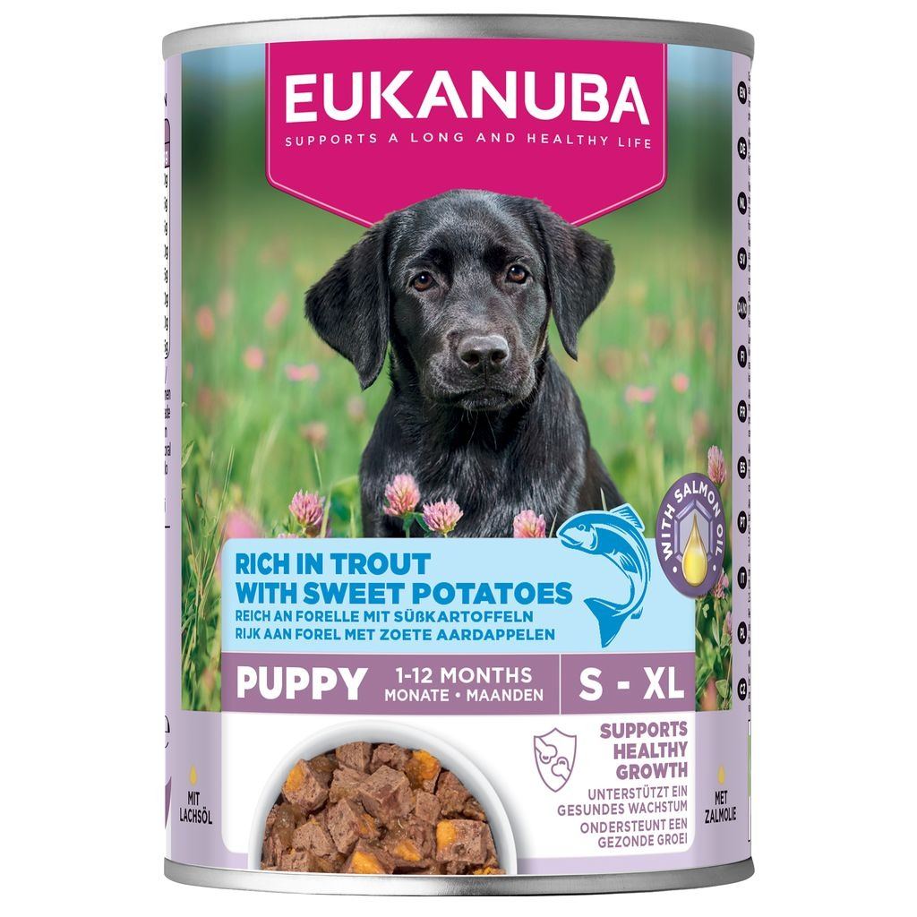 Eukanuba Rich In Trout With Sweet Potatoes Puppy Wet Dog Food - X 400G Salmon Size 6
