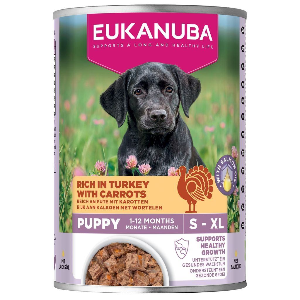 Eukanuba Rich In Turkey With Carrots Puppy Wet Dog Food - X 400G Salmon Size 6