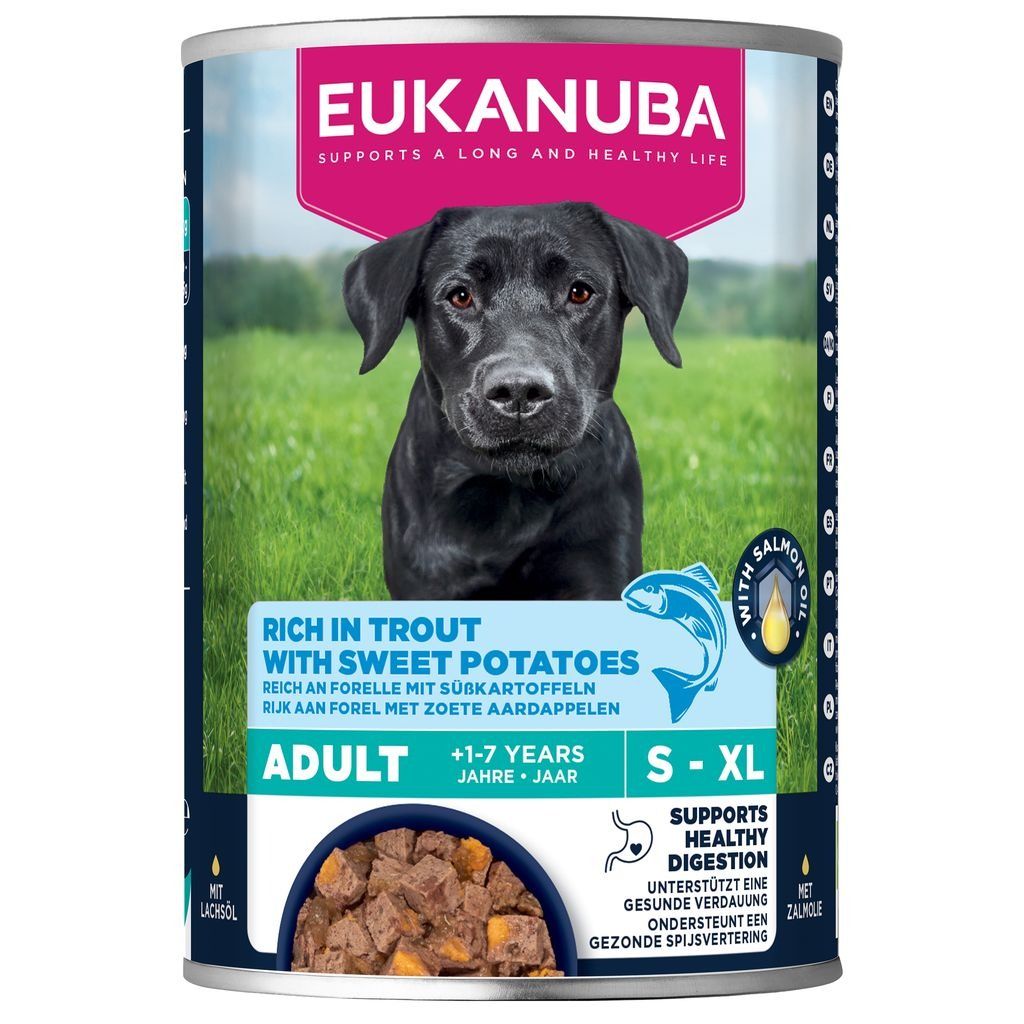 Eukanuba Rich In Trout With Sweet Potatoes Adult Wet Dog Food - X 400G Salmon Size 6