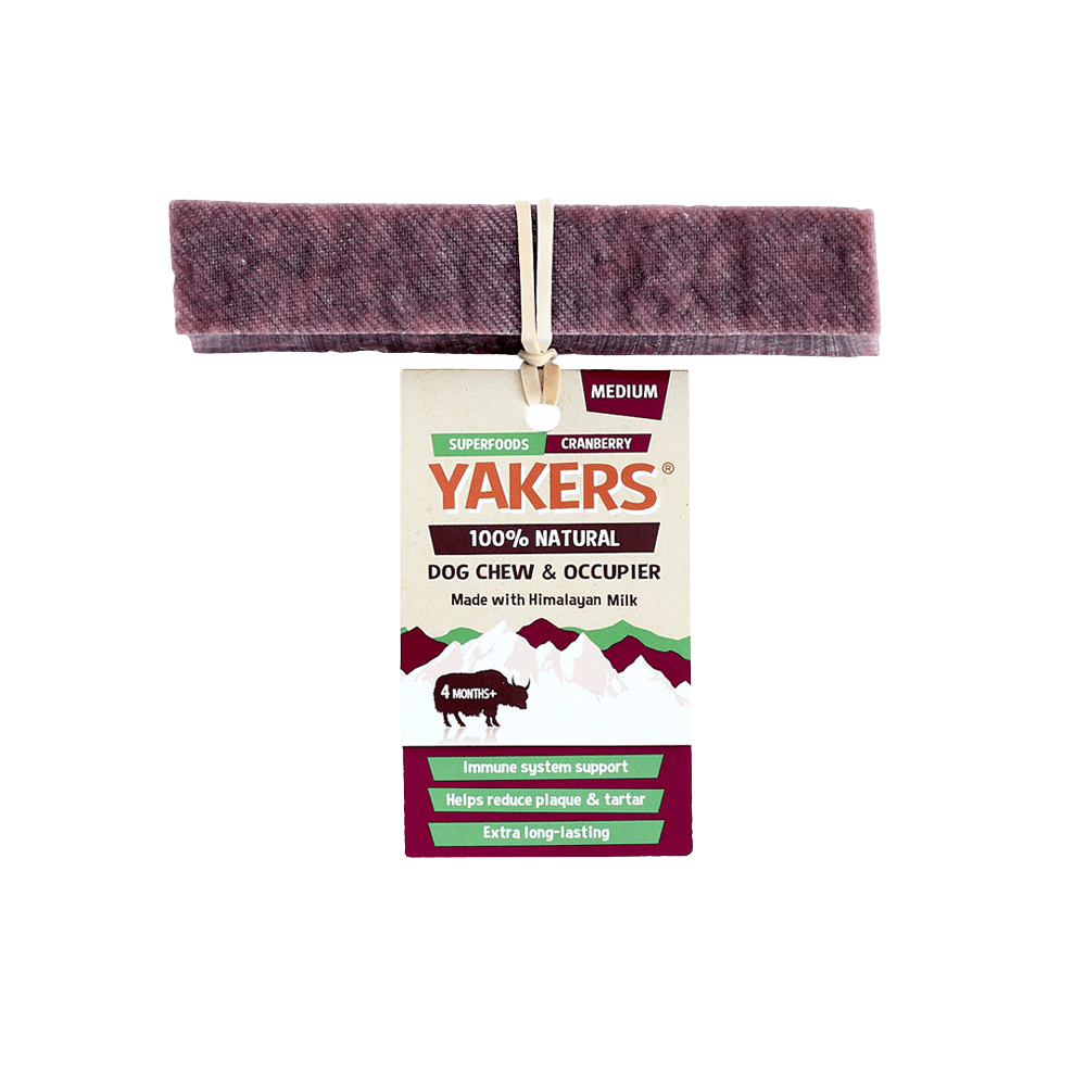 Yakers Dog Treat Chew Superfoods Cranberry - Medium