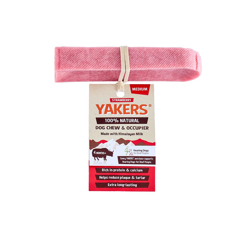 Yakers Dog Treat Chew Strawberry - Cream Medium