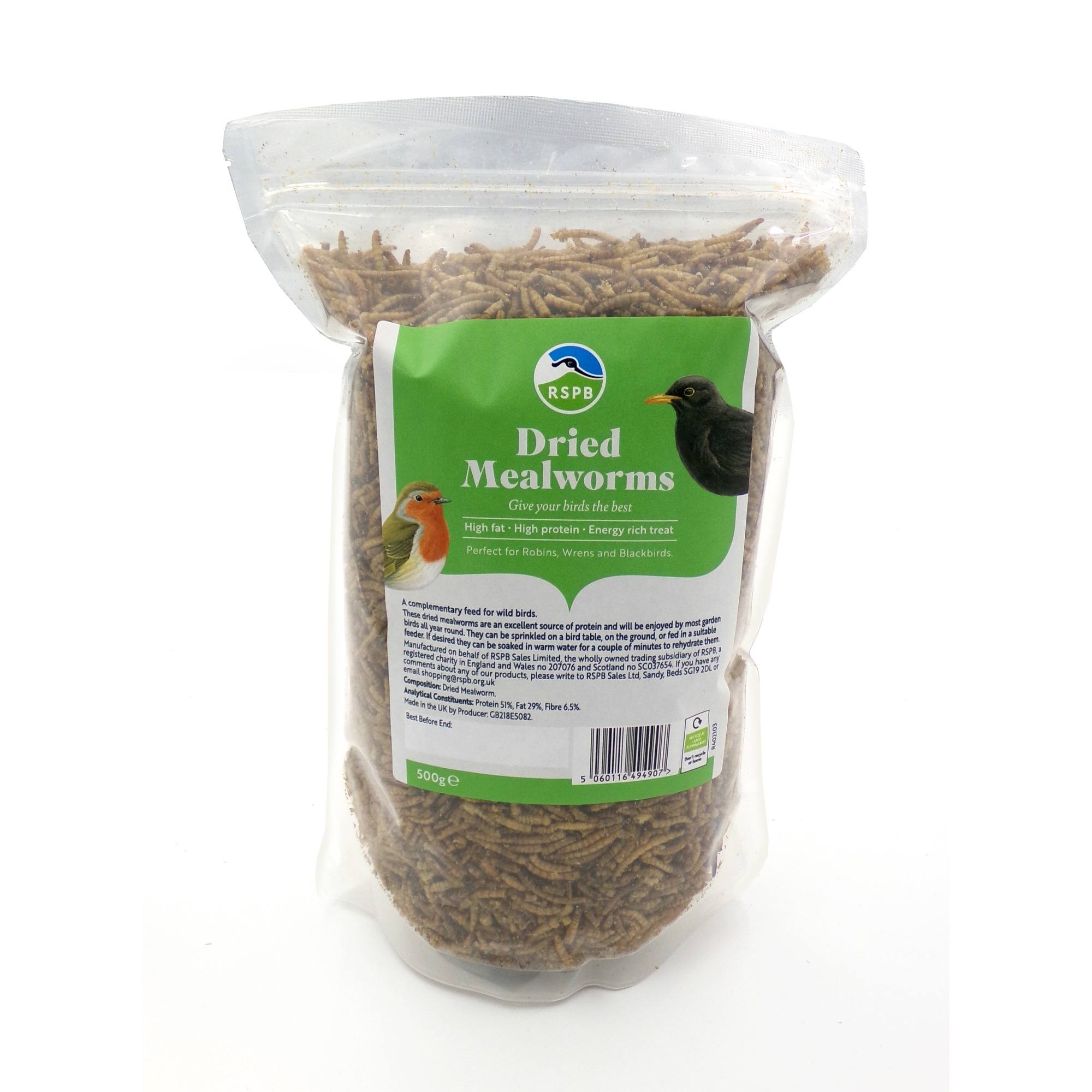 Rspb Dried Mealworms Wild Bird Food - Blue 500G