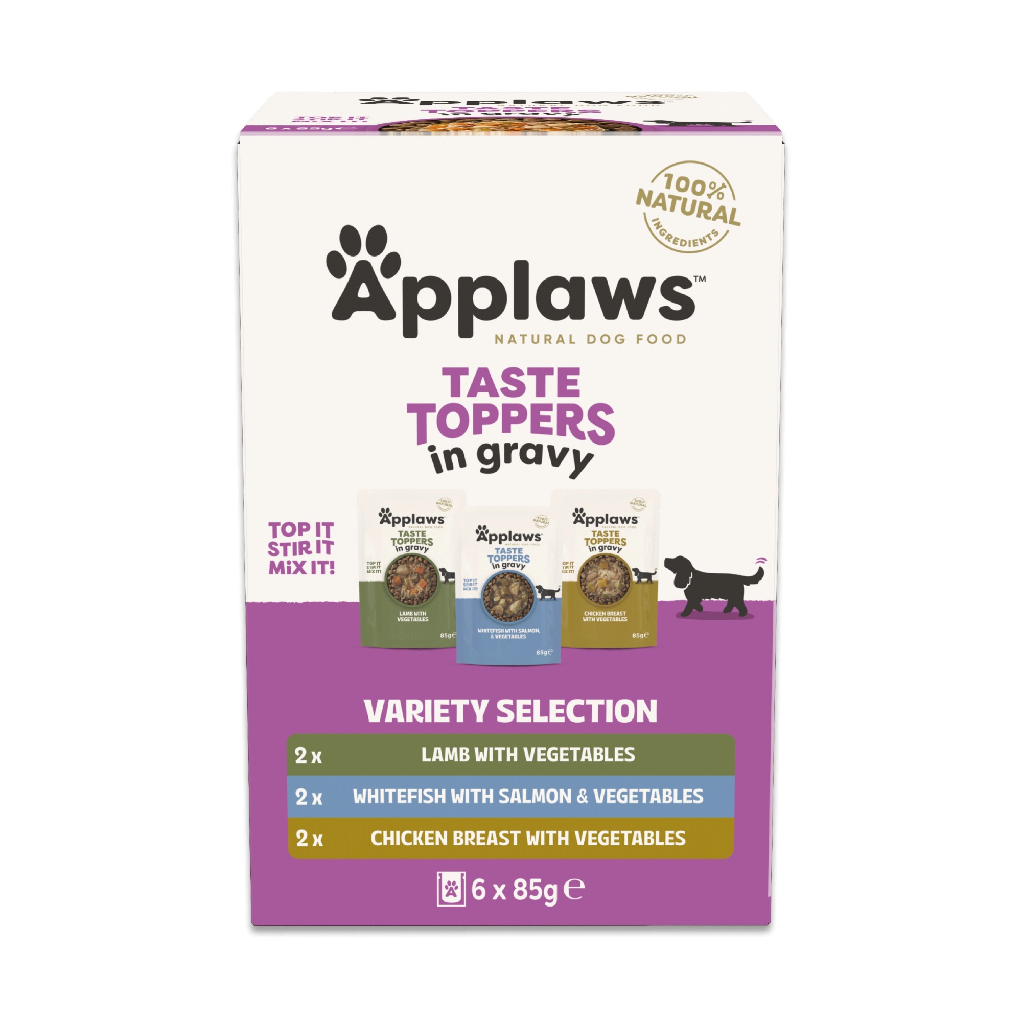 Applaws Taste Toppers Dog Food Pouch Gravy Multipack - X 85G White/Salmon/Green Size 6