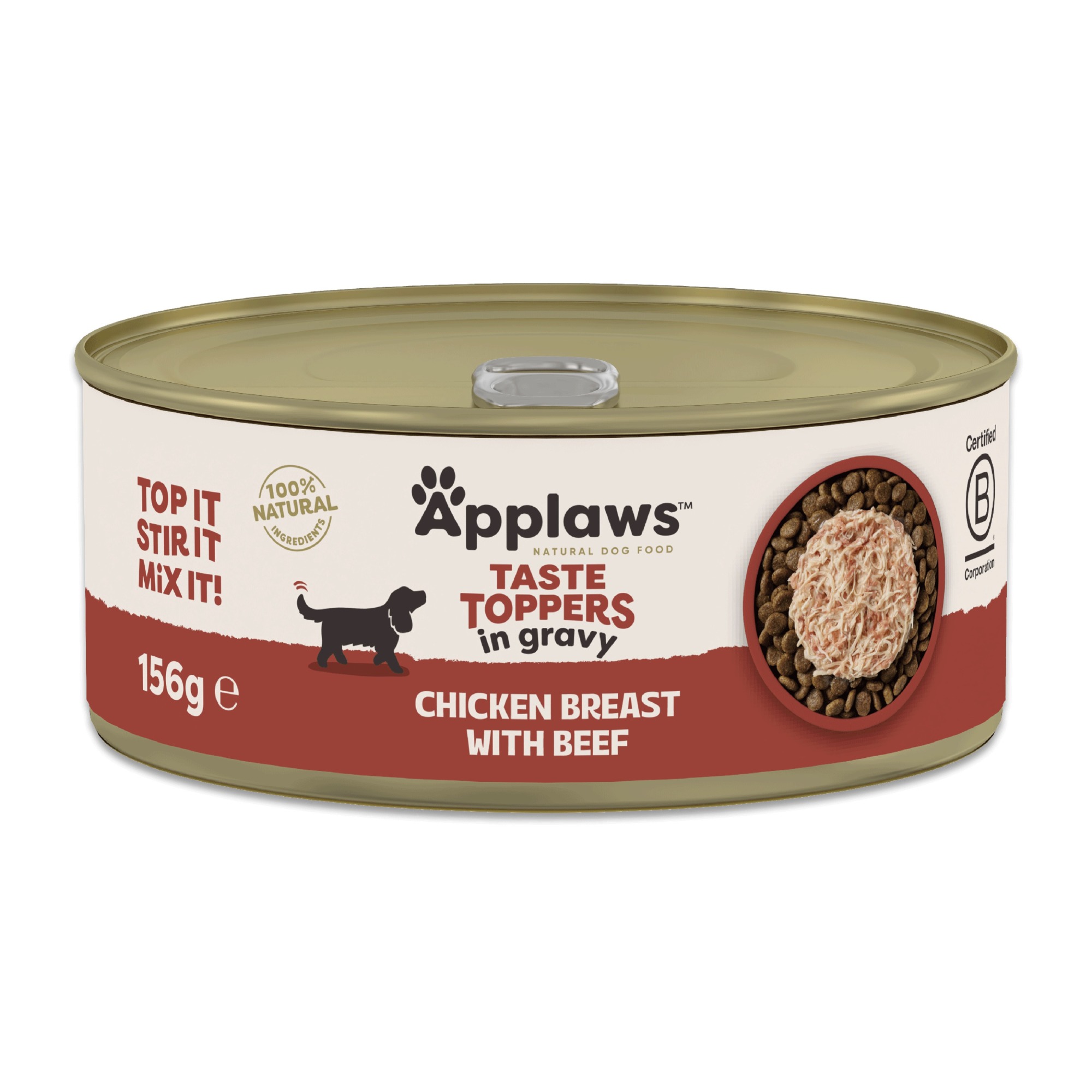Applaws Taste Toppers Dog Food Tin Chicken With Beef In Gravy - X 156G Grain Size 12