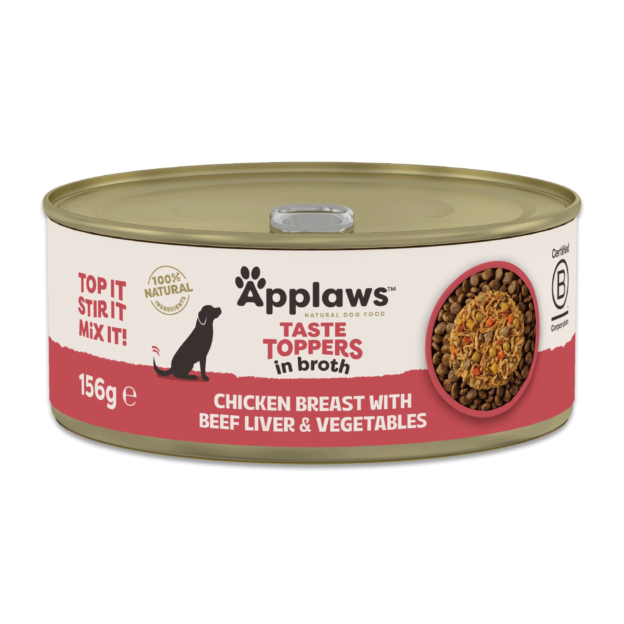 Applaws Taste Toppers Dog Food Tin Chicken With Beef And Veg In Broth - X 156G Size 12
