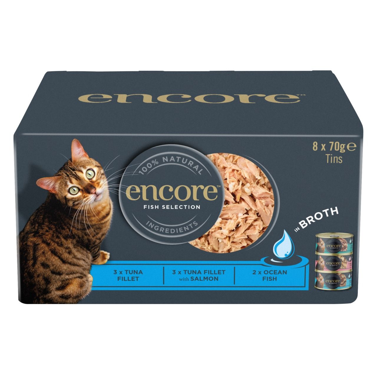 Encore Natural Fish Selection In Broth Wet Cat Food - X 70G Size 8