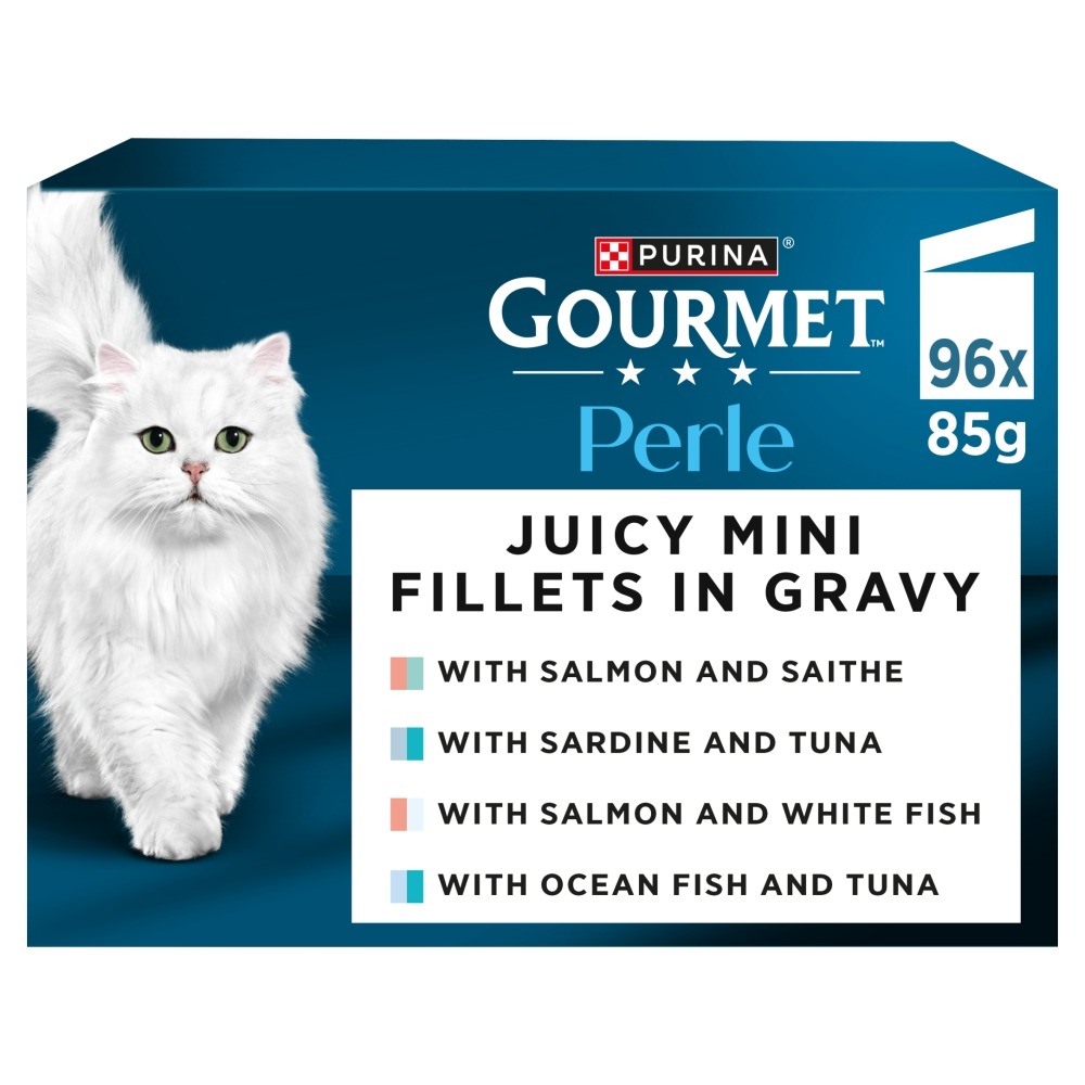 Gourmet Perle Mixed Selection Mega Packs Wet Cat Food - Seaside Duo In Gravy - 96 X 85G