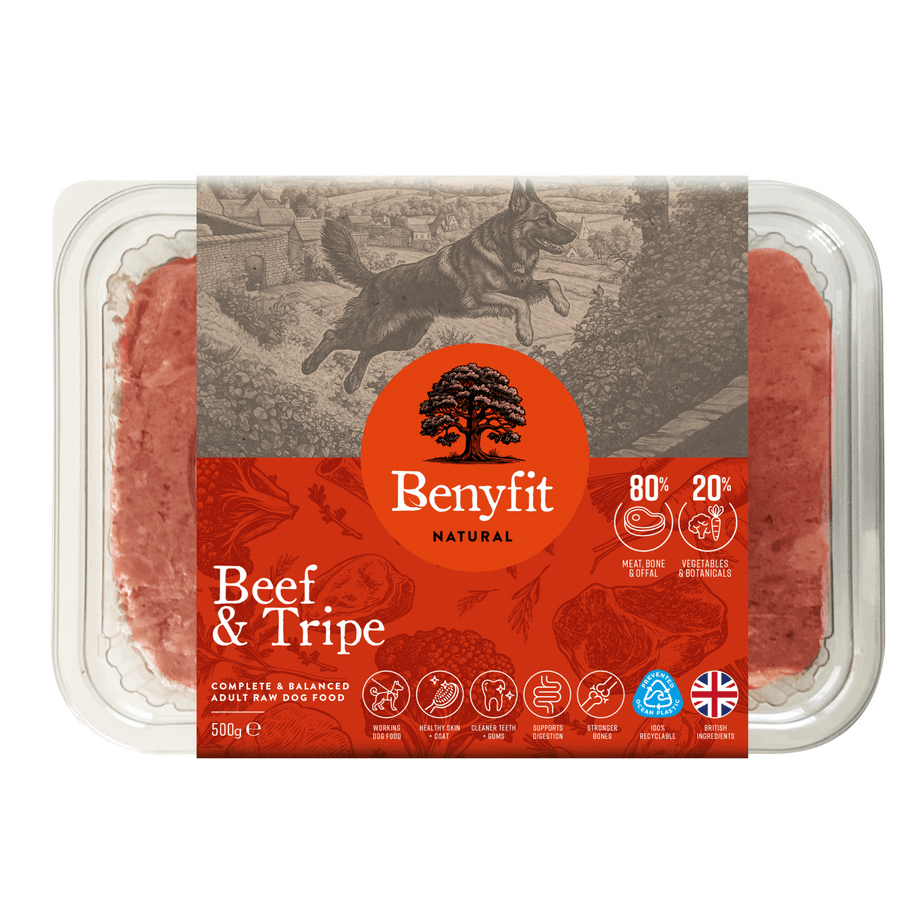 Benyfit Natural Beef And Tripe Complete Adult Raw Dog Food - Green 500G