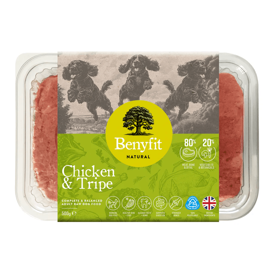 Benyfit Natural Chicken And Tripe Complete Adult Raw Dog Food - Green 500G