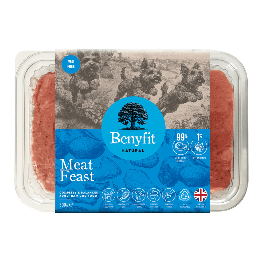 Benyfit Natural Meat Feast Veg Free Complete Raw Dog Food - 500G