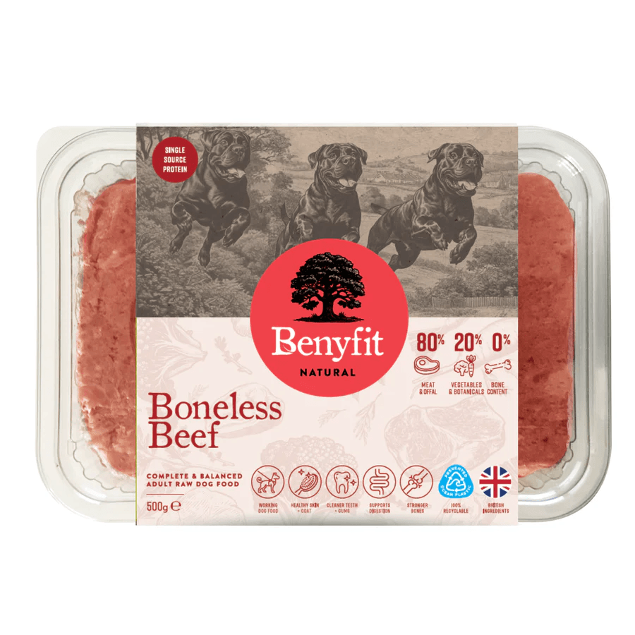 Benyfit Natural Beef Boneless Complete Adult Raw Dog Food - 500G