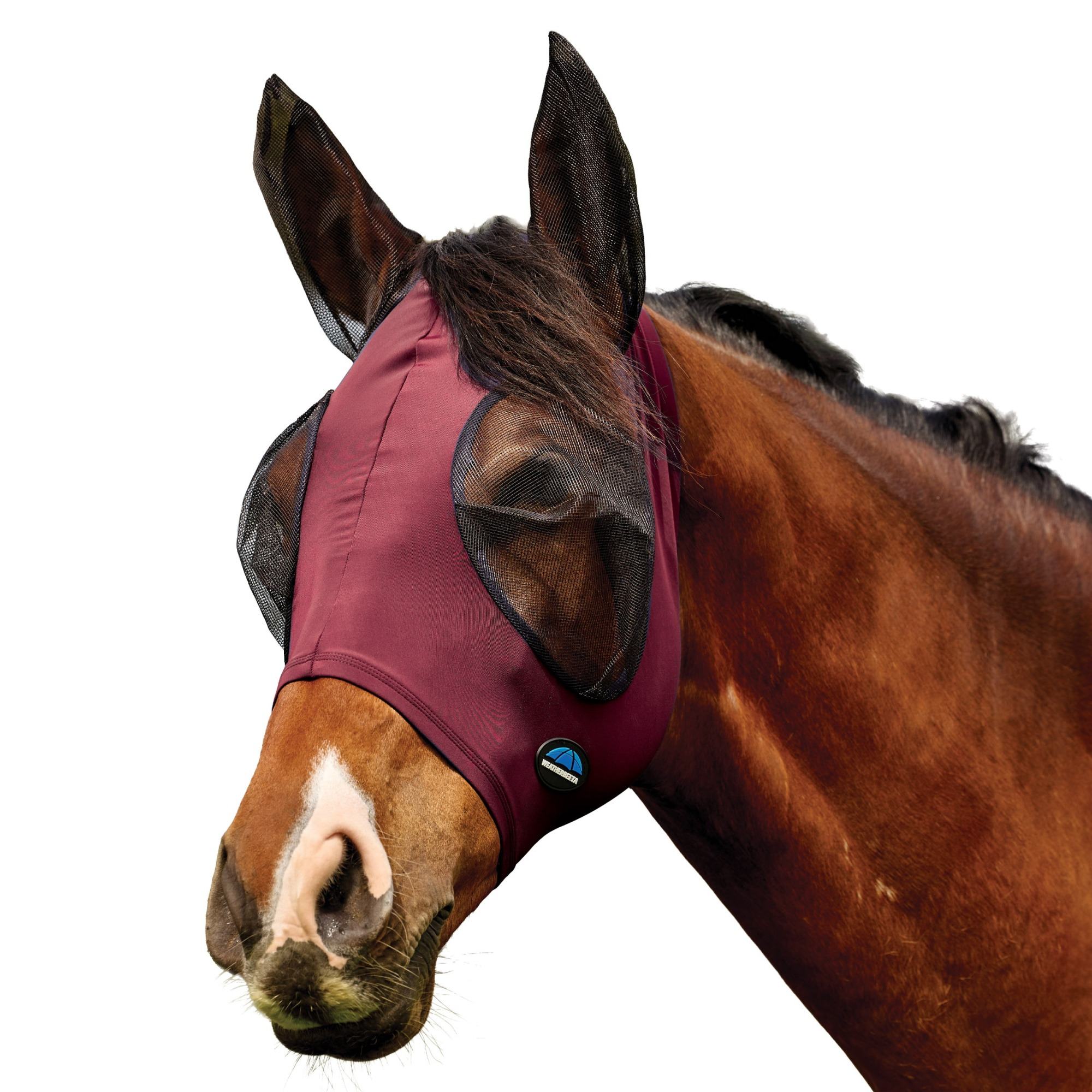 Weatherbeeta Comfitec Deluxe Stretch Fly Mask With Ears - Burgundy/Black Large