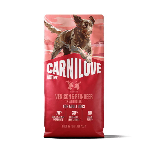 Carnilove Active Venison, Reindeer And Wild Boar Adult Dry Dog Food - Salmon/Grain/Yellow 1.5Kg