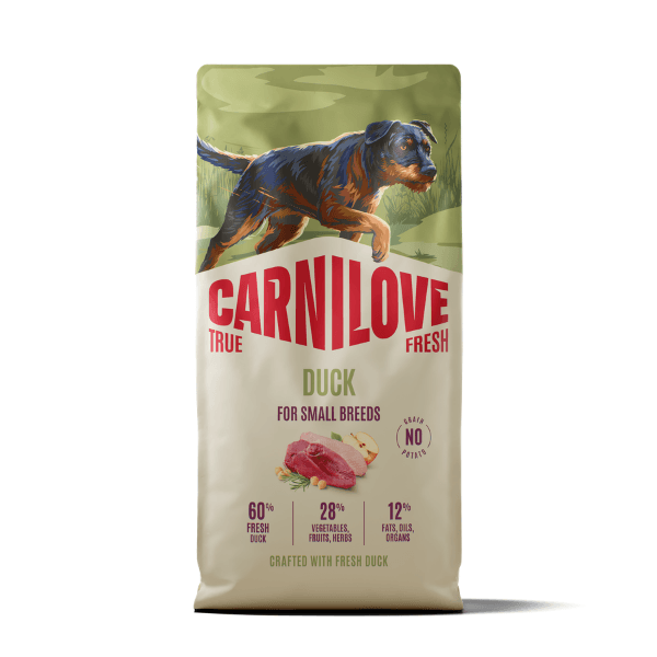 Carnilove True Fresh Duck For Breeds Adult Dry Dog Food - 4Kg Salmon/Grain/Yellow Small