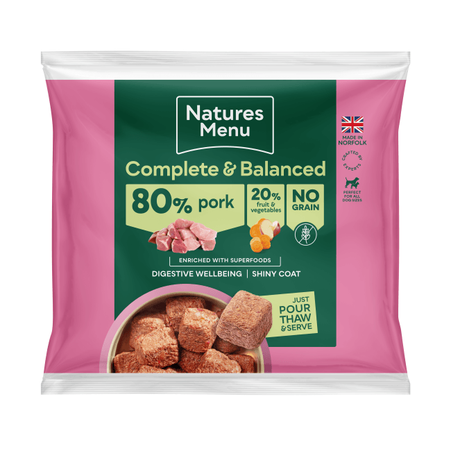 Natures Menu Complete And Balanced 80/20 Pork Dog Food - Grain 1Kg