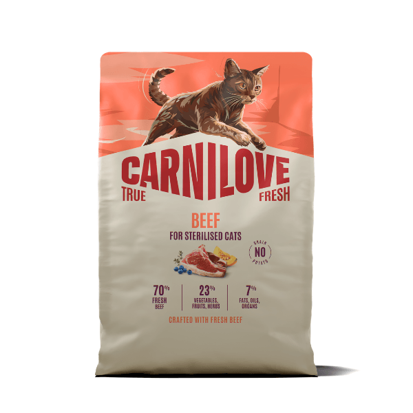 Carnilove True Fresh Beef Sterilised Adult Dry Cat Food - Grain/Yellow/Salmon 2Kg