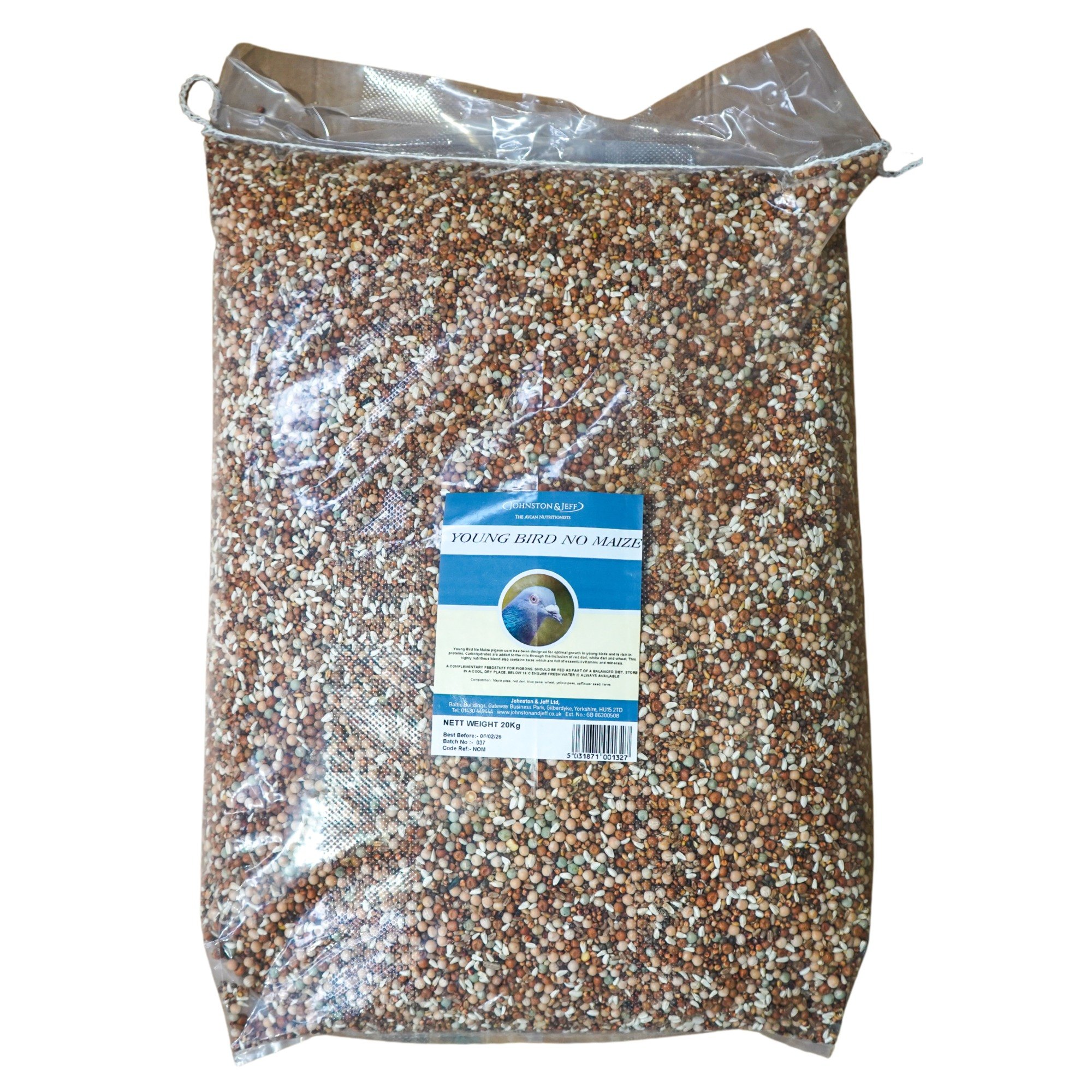 Johnston And Jeff Jj Young Bird No Maize - 20 Kg Red/White 20Kg