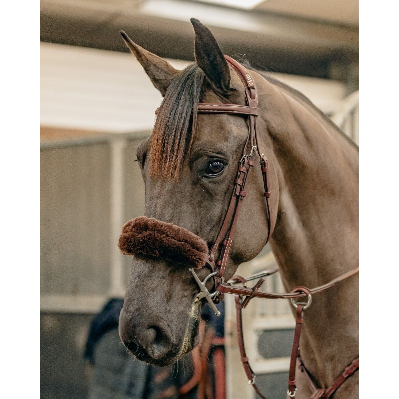 Km Elite Teddy Soft Noseband Cover - Mocha Black