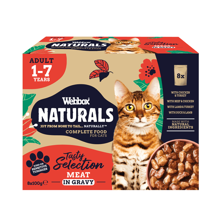 Webbox Naturals Meat In Gravy Selection Adult Wet Cat Food - X 100G Size 8