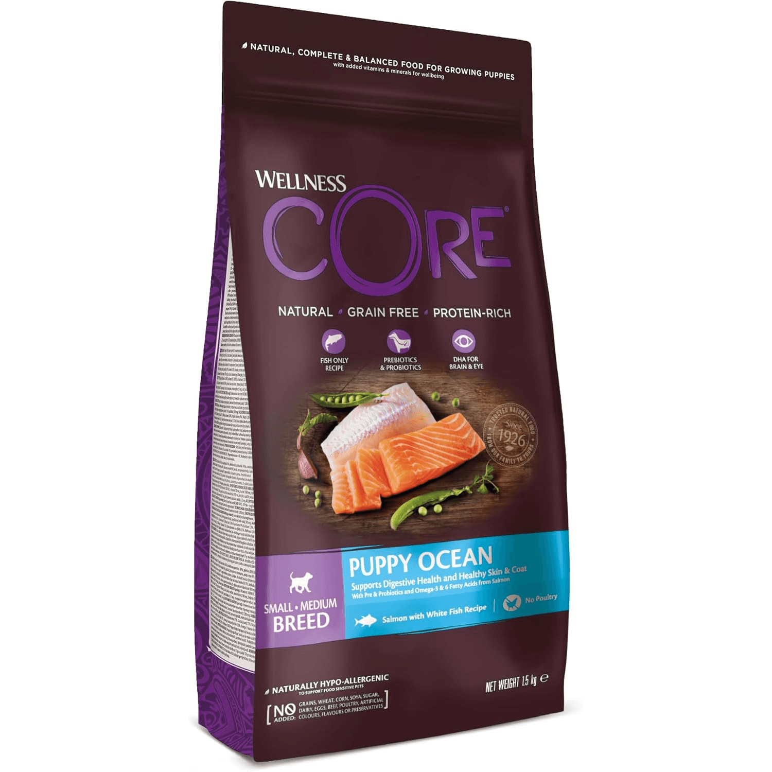 Wellness Core Ocean Puppy Dry Dog Food - 1.5Kg Salmon/Grain Small