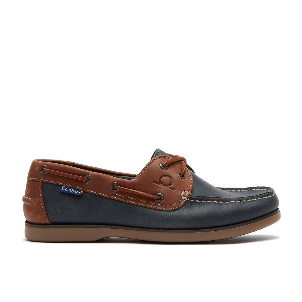 Chatham Mens Whitstable Boat Shoes Navy/Tan - Size 9