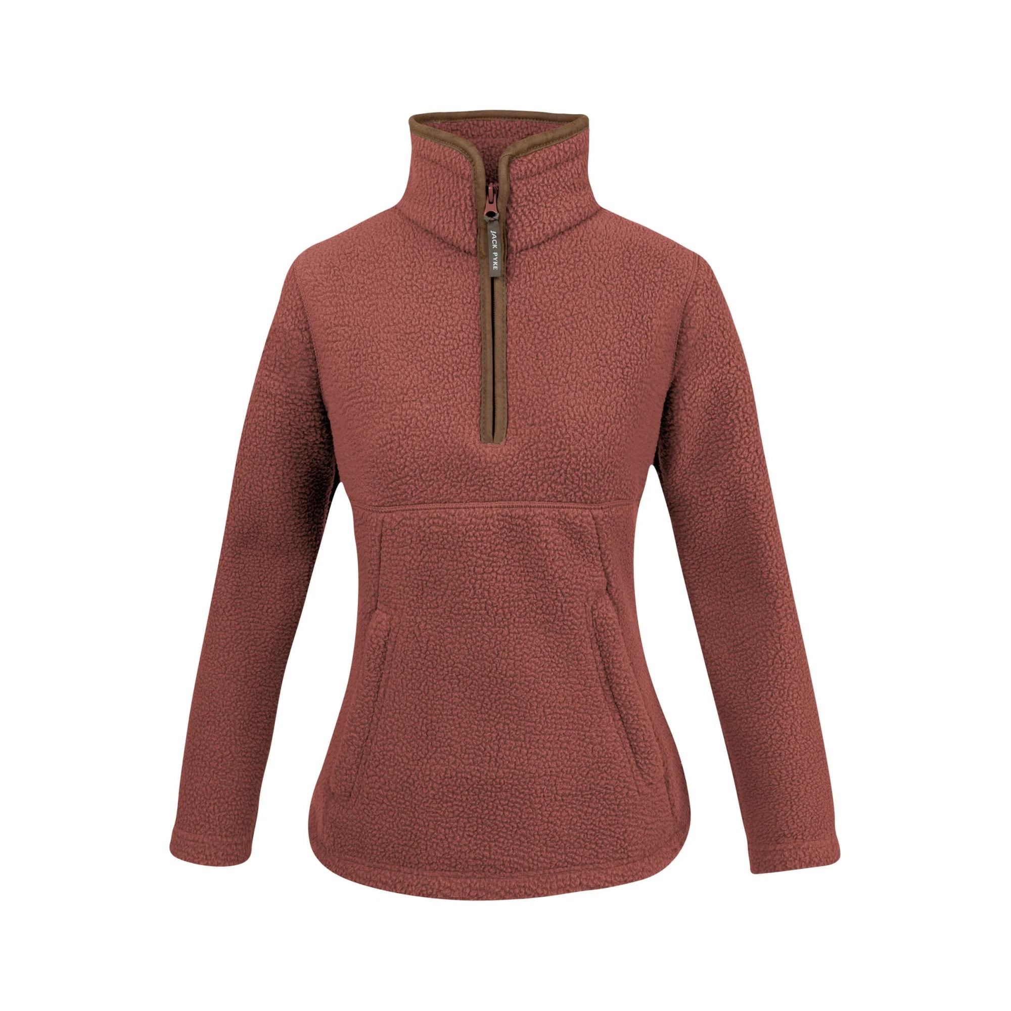 Jack Pyke Ladies 1/2 Zip Sherpa Fleece Pullover Burnt Copper - Medium