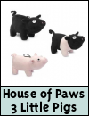 House of Paws 3 Little Pigs Plush Dog Toys
